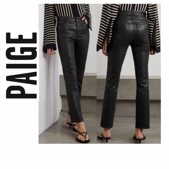 PAIGE Denim - PAIGE Cindy Jeans High Rise Transcend Black Fog Luxe Coating Sz 30 Goth Core‎